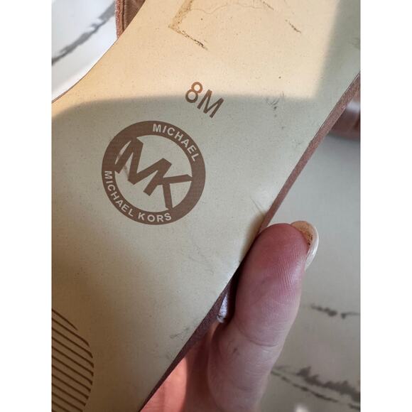 Michael Kors Catalina Satin High Heel Sandals (5" heel) Pink Blush Size 8 - Picture 7 of 11